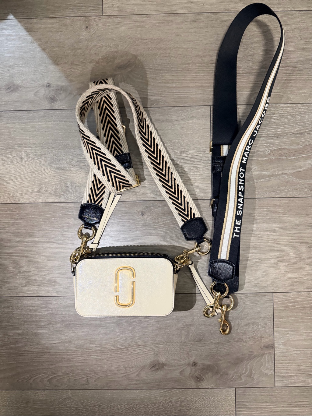 Marc Jacobs Cream Snapshot Crossbody With Interchangeable Straps